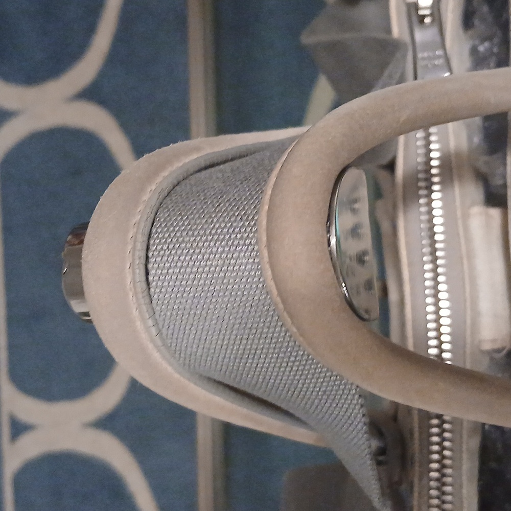 Prada Light Gray Denim Canapa Studded Tote Bag With Crossbody Strap - Picture 2 of 16